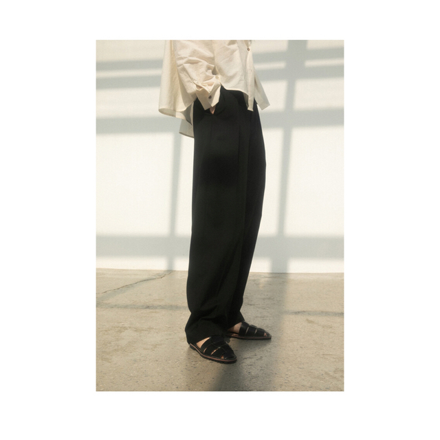 Ohotoro Pot Tapered Slacks／Black S long - カジュアルパンツ