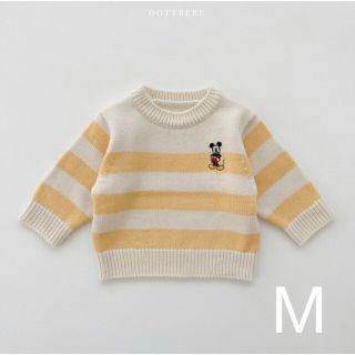 ディズニー(Disney)のoottbebe ミッキー ボーダー ニット イエロー M(ニット)