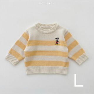 oottbebe イエロー ボーダーニット ミッキー  L 大人 ディズニー