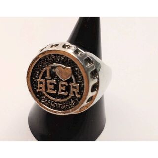 【２６号】ビール　リング　指輪　シルバー　アルコール　酒　大学生　王冠(リング(指輪))
