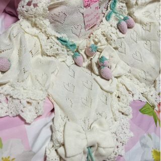 アンジェリックプリティー(Angelic Pretty)の🍓いちご　サマーハート透かしニット　ボレロ　カーディガン　未使用　レア(ボレロ)