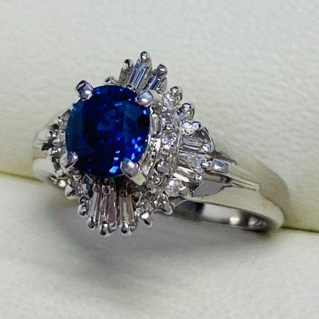 Pt900 天然サファイヤリング S1.08ct 鑑別書付き プラチナ 匿名配送-