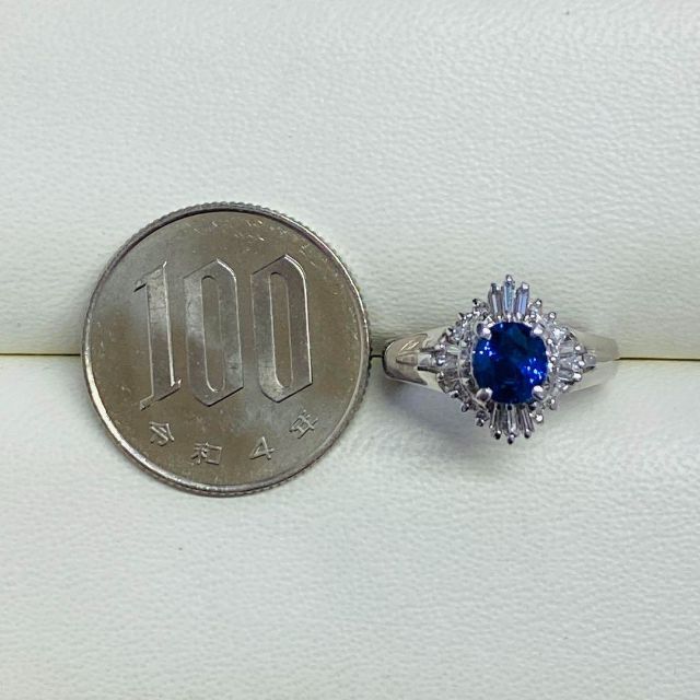 Pt900 天然サファイヤリング S1.08ct 鑑別書付き プラチナ 匿名配送-
