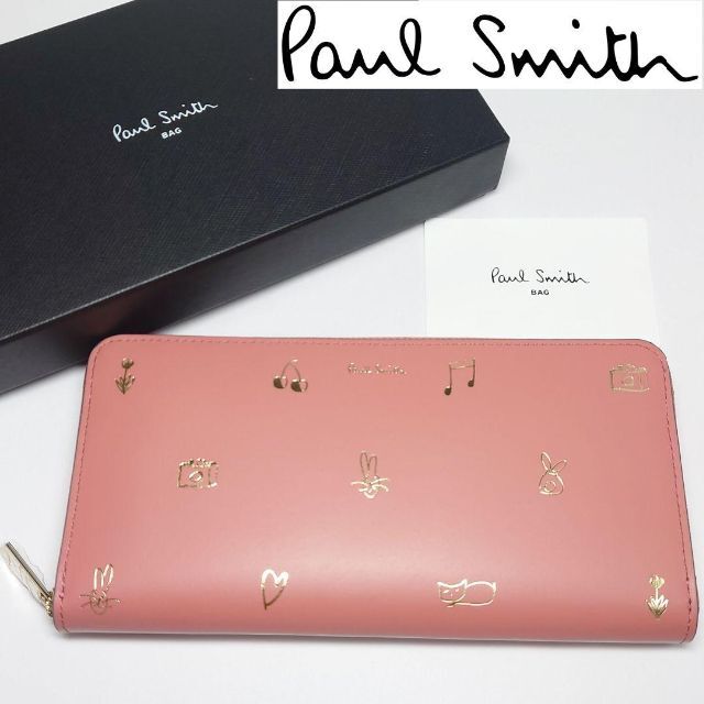【新品未使用】ポールスミス ラウンドファスナー長財布Mドゥードゥル413 ピンク