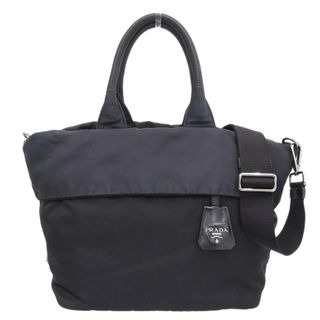 プラダ(PRADA)の【本物保証】 プラダ PRADA リバーシブル 2WAY バッグ ナイロン ブラック ネイビー BR4521(その他)