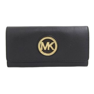 マイケルコース(Michael Kors)の【本物保証】 美品 マイケルコース MICHAEL KORS ホック付 長財布 レザー 黒 32F2GFTE3L(財布)