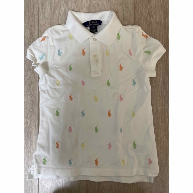 POLO RALPH LAUREN(ポロラルフローレン)のラルフローレン 130 8-10 マルチカラーポロシャツ 白 キッズ/ベビー/マタニティのキッズ服女の子用(90cm~)(Tシャツ/カットソー)の商品写真