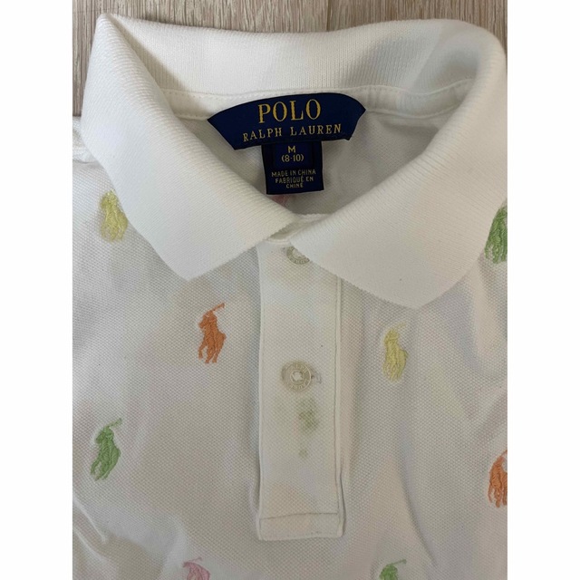 POLO RALPH LAUREN(ポロラルフローレン)のラルフローレン 130 8-10 マルチカラーポロシャツ 白 キッズ/ベビー/マタニティのキッズ服女の子用(90cm~)(Tシャツ/カットソー)の商品写真