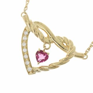 アザー(other)の【本物保証】 ソ付 美品 ハート ネックレス K18YG ピンクトルマリン メレダイヤモンド 0.13ct オシャレ  ノーブランド No brand(ネックレス)