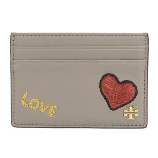 トリーバーチ(Tory Burch)の【本物保証】 超美品 トリーバーチ TORY BURCH ハート LOVE ラブ カードケース レザー グレージュ(パスケース/IDカードホルダー)