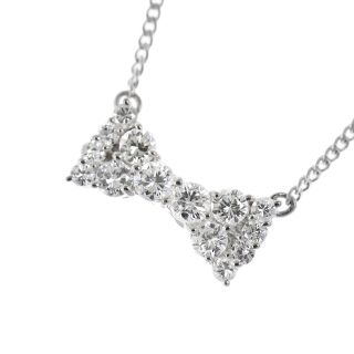 アザー(other)の【本物保証】 超美品 りぼん リボン ネックレス プラチナ Pt850 Pt900 ダイヤモンド 1.02ct オシャレ おしゃれ  ノーブランド No brand(ネックレス)