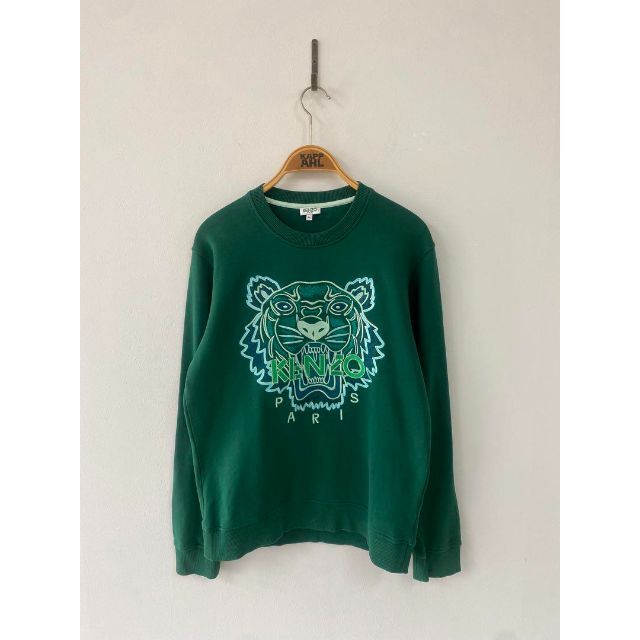 極美品 21AW KENZO 刺繍 スウェット パーカー フーディ M グリーン