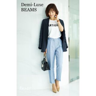 デミルクスビームス(Demi-Luxe BEAMS)の【新品未使用】Demi-Luxe BEAMSピンドット1タックパンツ サックス(カジュアルパンツ)