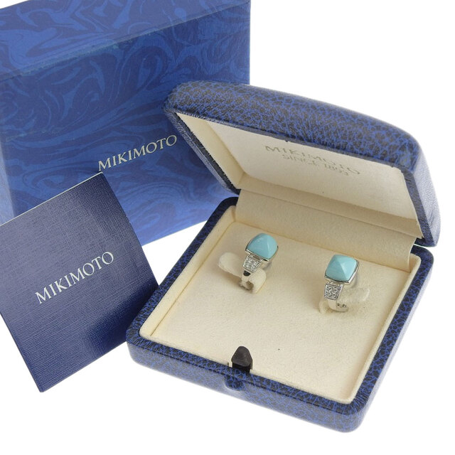 【本物保証】 箱付 超美品 ミキモト MIKIMOTO パール カフスボタン K18WG メレダイヤモンド