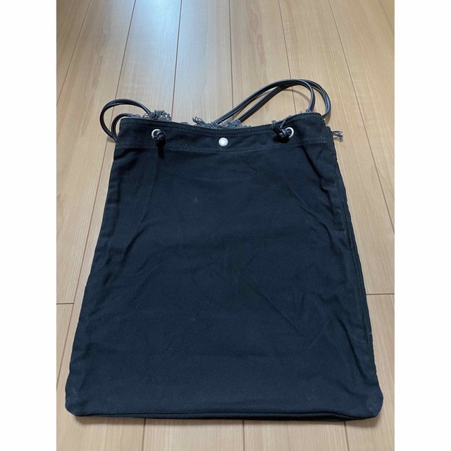 【トートバッグ】黒 サブバッグ キャンバス レザー風ショルダー レディースのバッグ(トートバッグ)の商品写真