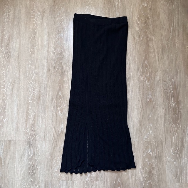 note et silence(ノートエシロンス)のノートエシロンス 透かし編みスカート/ブラック レディースのスカート(ロングスカート)の商品写真
