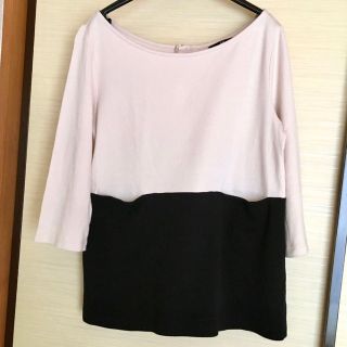 エイチアンドエム(H&M)のH&M レディース　カットソー　白黒　ポケット付き　シンプル　デザイン(カットソー(長袖/七分))