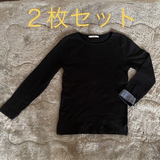 【2枚set】ボートネック袖切替ロングTシャツ 黒 M(カットソー(長袖/七分))