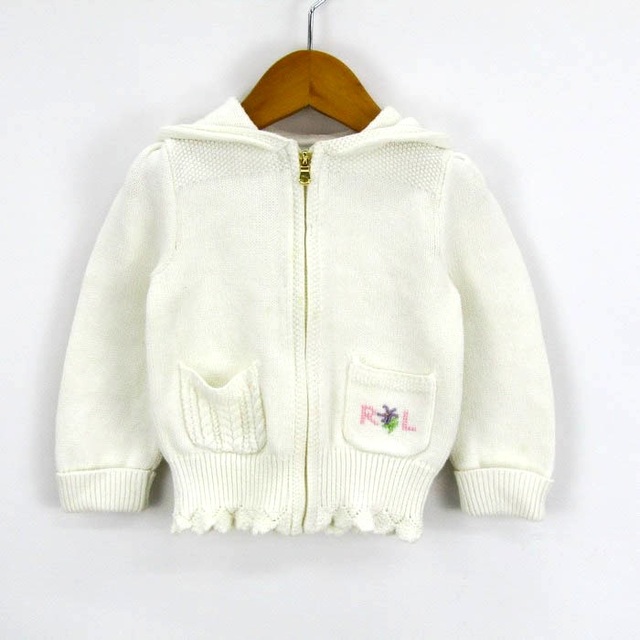 Ralph Lauren ラルフローレン 長袖ニット パーカー ジップジャケット コットン アウター ベビー 女の子用 24M 90/52サイズ  ホワイト RALPH LAURENの通販 by ブランドリユースショップ「KBNET」｜ラルフローレンならラクマ