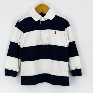 ポロラルフローレン(POLO RALPH LAUREN)のポロ・ラルフローレン 長袖ラガーシャツ ボーダー ポロシャツ トップス ベビー 男の子用 24M 90/52サイズ ホワイト POLO RALPH LAUREN(Ｔシャツ)