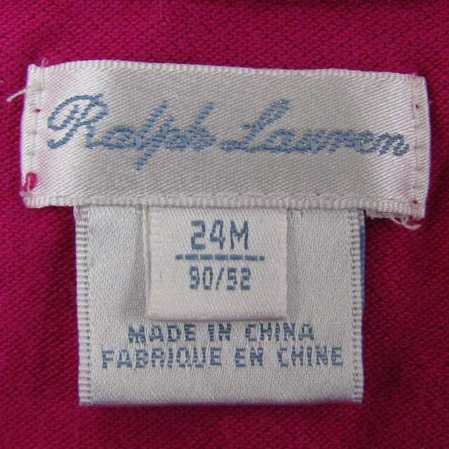 Ralph Lauren(ラルフローレン)のラルフローレン 半袖ポロシャツ ワンピース 胸元ロゴ 裾ライン コットン ベビー 女の子用 24M 90/52サイズ ピンク RALPH LAUREN キッズ/ベビー/マタニティのベビー服(~85cm)(ワンピース)の商品写真