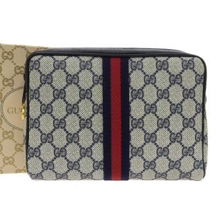 グッチ(Gucci)の【本物保証】 箱付 グッチ GUCCI シェリーラインオールドグッチ ポーチ 紺 010 378(ポーチ)