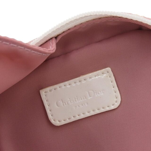 【本物保証】 クリスチャン ディオール Christian Dior トロッター ポーチ キャンバス レザー ピンク CM0095
