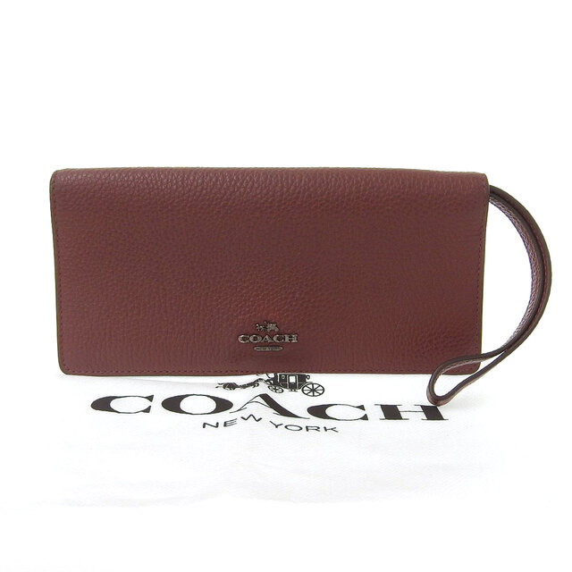 【本物保証】 コーチ COACH ロゴ ホック付 長財布 二つ折り レザー ブラウン 23590ホック付長財布型番