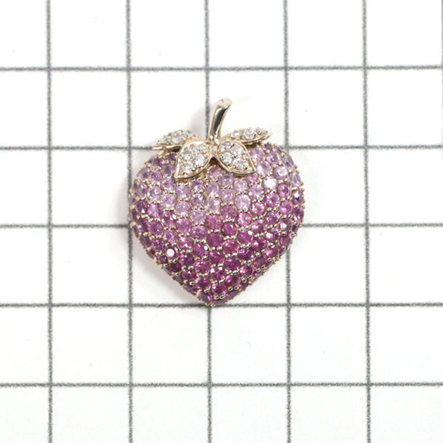K18PG ピンクサファイア ルビー ダイヤモンド ペンダントトップ 1.98ct