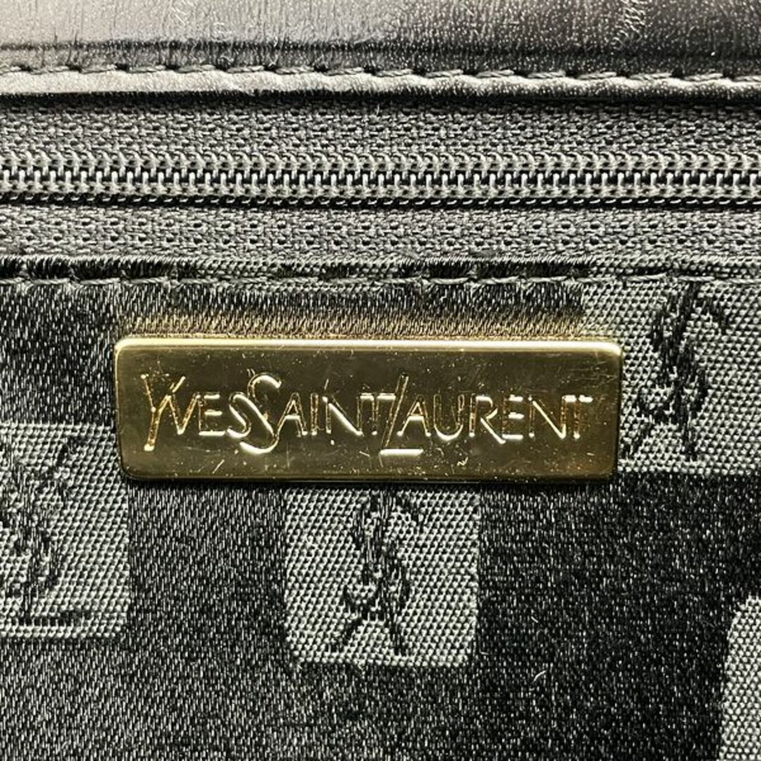 YVES SAINT LAURENT ステッチ ロゴチャーム ヴィンテージスクエア 型押し ハンドバッグ