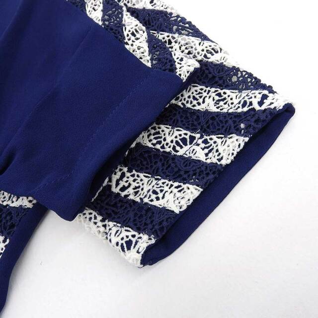 【本物保証】 超美品 ルイヴィトン LOUIS VUITTON モノグラム ボーダー レース Tシャツ カットソー ネイビー×ホワイト XS LV トップス
