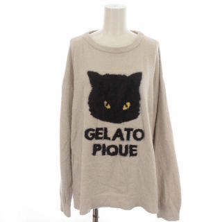 ジェラートピケ(gelato pique)のジェラートピケ Halloween クロネコジャガードプルオーバー ニット F(カットソー(長袖/七分))