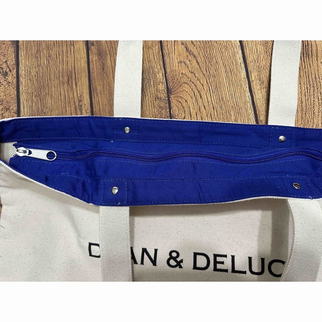 DEAN&DELUCA キャンバストートバッグ　ブルー&ナチュラル　Lサイズ