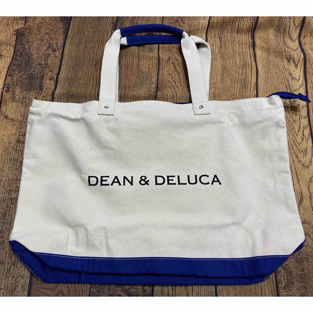 DEAN&DELUCA キャンバストートバッグ ブルー&ナチュラル Lサイズ ...