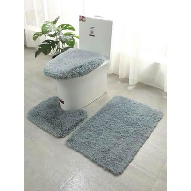 【新品⭐︎数量限定❗️】トイレマット　3点セット　ブラック　おしゃれ ふわふわ インテリア/住まい/日用品のラグ/カーペット/マット(トイレマット)の商品写真