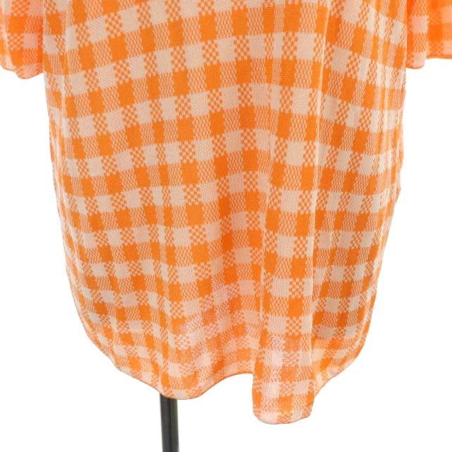 MSGM(エムエスジイエム)のエムエスジーエム チェック 半袖カットソー ニット プルオーバー L オレンジ レディースのトップス(ニット/セーター)の商品写真