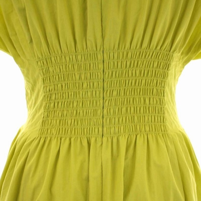 ルシェルブルー ドレス フレア ギャザー  半袖 ロング 36 緑 6