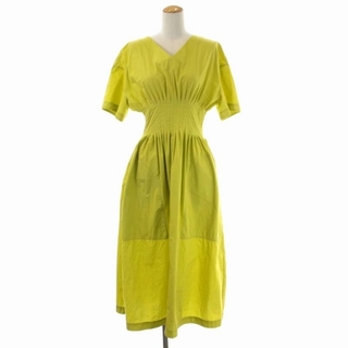 ルシェルブルー(LE CIEL BLEU)のルシェルブルー ドレス フレア ギャザー  半袖 ロング 36 緑 (ロングワンピース/マキシワンピース)