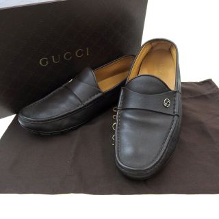 グッチ(Gucci)の【本物保証】 箱・布袋付 グッチ GUCCI ビジネスシューズ ローファー 靴 レザー 茶 9 386587(その他)