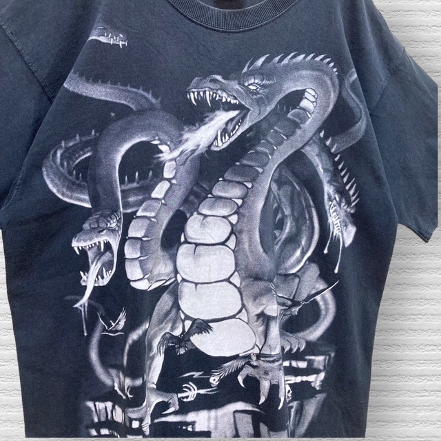 90s.USA製.匿翌送】リキッドブルー ドラゴン 龍 Tシャツ 1997年製の ...