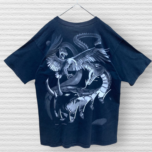 90s.USA製.匿翌送】リキッドブルー ドラゴン 龍 Tシャツ 1997年製の ...