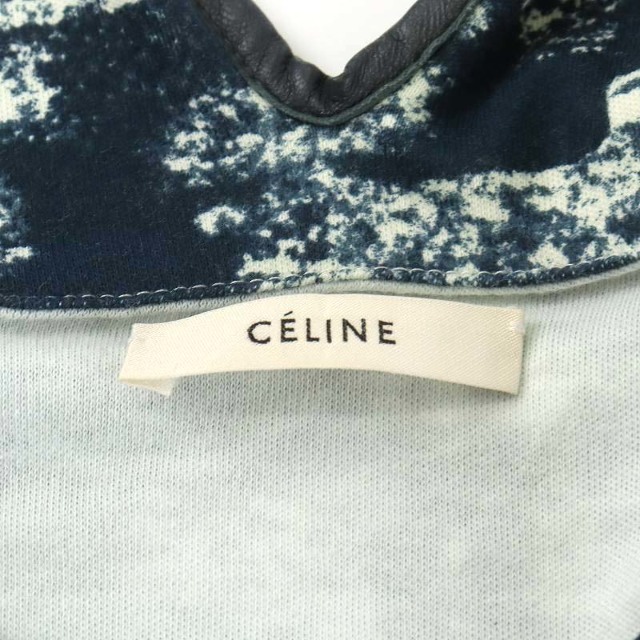 celine(セリーヌ)のセリーヌ フィービー期 カットソー 半袖 総柄 コットン M 紺 白 レディースのトップス(カットソー(半袖/袖なし))の商品写真