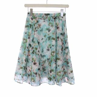 トッカ(TOCCA)のトッカ 18AW CLEOME スカート フレア ひざ丈 花柄 0 XS 水色(ひざ丈スカート)