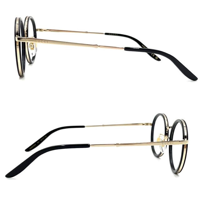 GUCCI グッチ サングラス 眼鏡 伊達メガネ メガネフレーム ラウンド 小物 GG0679OA ブラック 黒 ゴールド金具 ユニセックス 美品【中古品】
