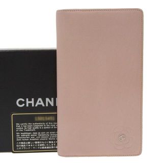 シャネル(CHANEL)の【本物保証】 箱・保付 美品 シャネル CHANEL ロゴ ココマーク カメリア 二つ折長財布 ピンク シール付(15番台) A46511(財布)