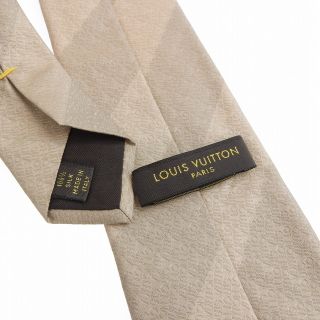 【本物保証】 箱付 超美品 ルイヴィトン LOUIS VUITTON シルク レジメンタル ストライプ ロゴ ネクタイ ベージュ