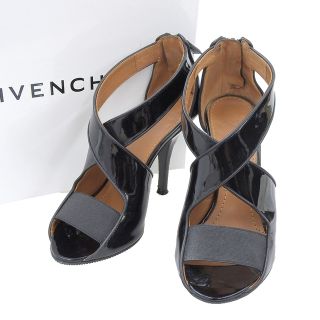 ジバンシィ(GIVENCHY)の【本物保証】 箱付 ジバンシー GIVENCHY ヒール パンプス オープントゥ サンダル 靴 エナメル ブラック 34 1/2(ハイヒール/パンプス)