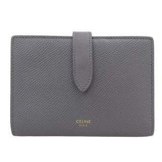 セリーヌ(celine)の【本物保証】 セリーヌ CELINE ミディアムストラップウォレット ホック付折財布 レザー グレー 10B643BFP 10BL(財布)