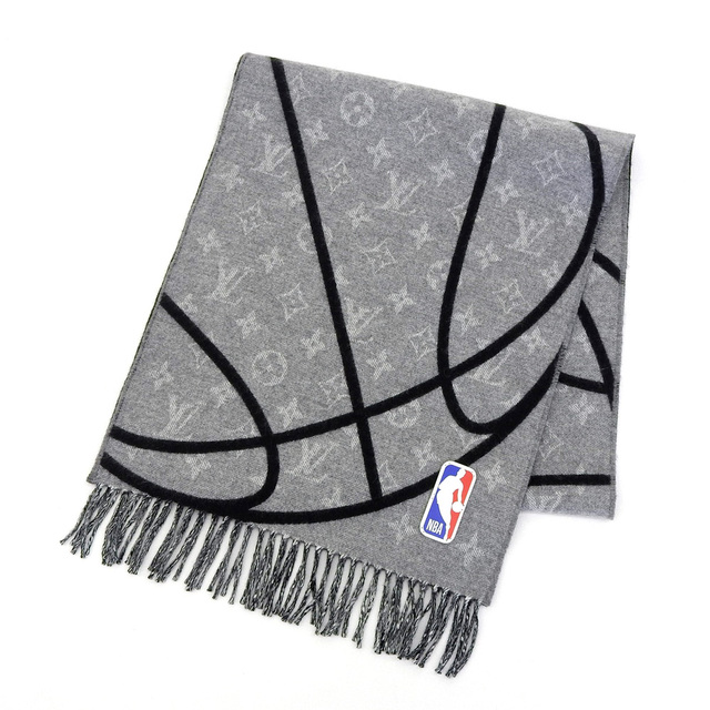 【本物保証】 箱付 超美品 ルイヴィトン LOUIS VUITTON モノグラム エシャルプ バスケットコート NBA コラボ マフラー グレー  MP2883 | フリマアプリ ラクマ