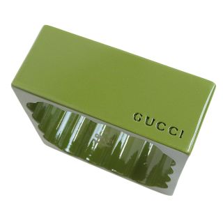 グッチ(Gucci)の【本物保証】 箱付 美品 グッチ GUCCI バングル オリーブグリーン Mサイズ □V刻印 希少 レア(ブレスレット/バングル)